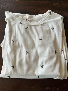 Auden Women’s Pointelle Sleep Set With Short Sleeve Top And straight leg bottom